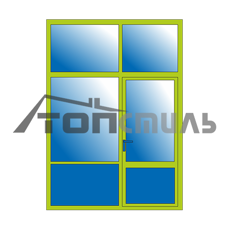 Комбинированная перегородка 2000-2800 с дверью №1